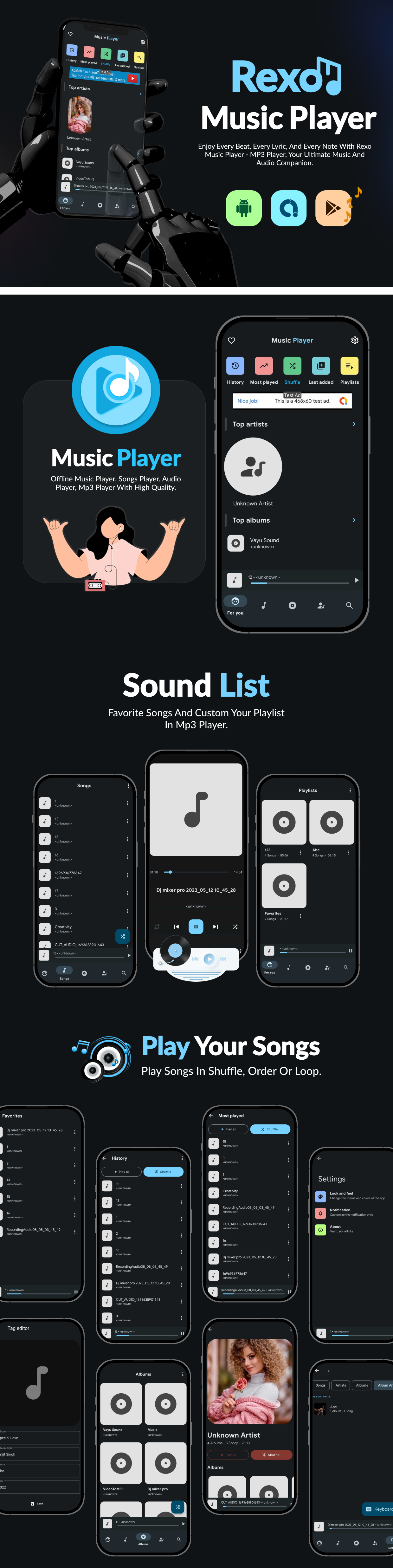 Rexo Music Player | Oflline Music Player App | Admob Ads - 1